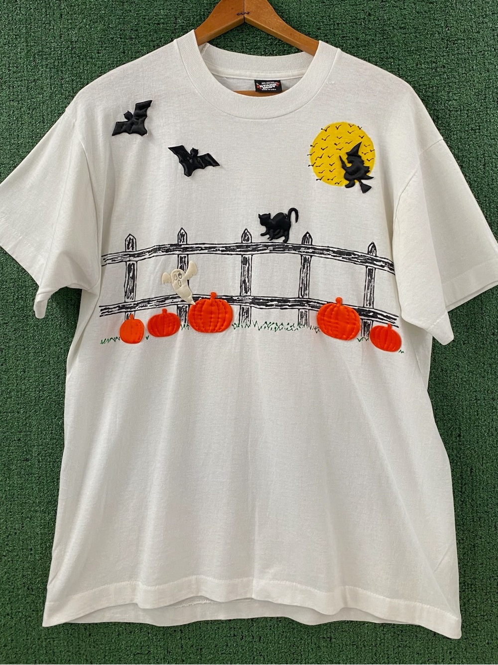 Vintage 90’s Halloween Handmade Witch Cat Ghost T-shirt Women’s Size Medium